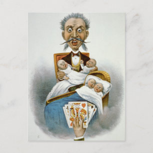 Vintage Familie, Vater mit Vierlingsbabys Postkarte