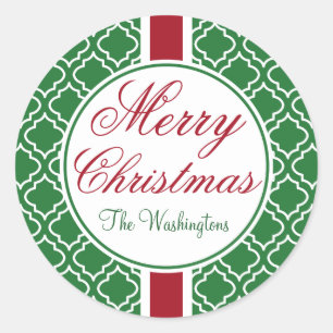 Vintage-Familien-Grün-Weihnachtssticker Runder Aufkleber