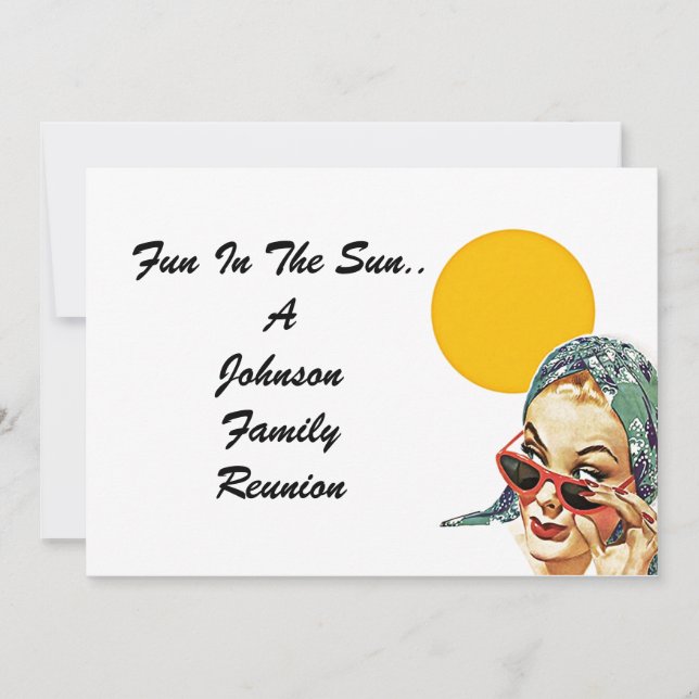 Vintage Familien-Wiedersehen-Sommersun-Dame Einladung (Vorderseite)