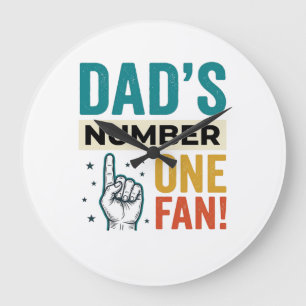 Vintage-Familiendesign: Papas größter Fan_1 Große Wanduhr
