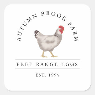 vintage Familiengeflügelfarm Unternehmen Quadratischer Aufkleber
