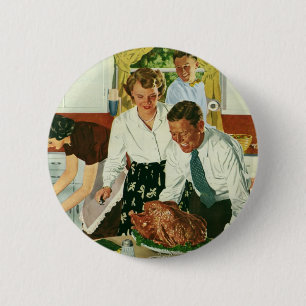 Vintage Familienkochdankfestessen Küche Button