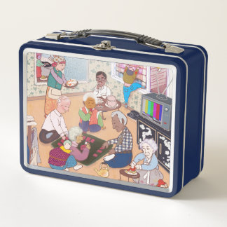 Vintage Familienkunst-Lunchbox Metall Brotdose
