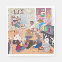 Vintage-Familienkunstserviette
