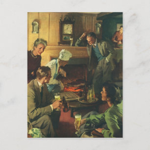 Vintage Familienparty, Steaks grillen und Bier tri Einladungspostkarte