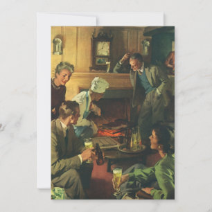 Vintage Familienparty, Steaks kochen und Bier trin Einladung