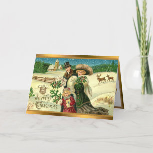 Vintage Family Christmas Feiertagskarte