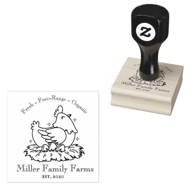 Vintage Family Farm Chicken Egg Carton Gummistempel (Stempel)