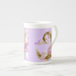 Vintage-Fan-Dame-Purple-Bone-China-Tasse Prozellantasse