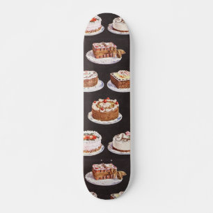 Vintage Fancy Cakes Baker Sweets Cooking Birthday Skateboard