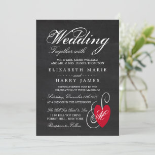 Vintage Fancy Heart - Kreidetafel-Hochzeit Einladung