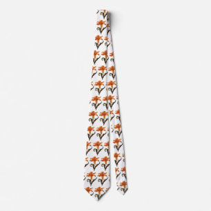 Vintage Fancy Orange Lilie in Blüte, Gartenblumen Krawatte