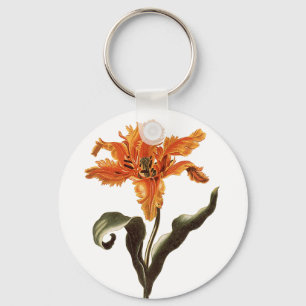 Vintage Fancy Orange Lilie in Blüte, Gartenblumen Schlüsselanhänger