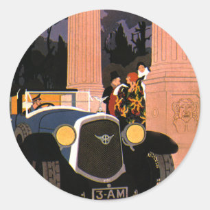 Vintage Fancy Reise, elegante Cabrio-Auto Runder Aufkleber