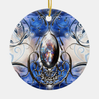 Vintage fancy verzierte blaue Glas-Designerkunst Keramikornament