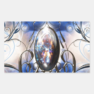 Vintage fancy verzierte blaue Glasdesignerkunst Rechteckiger Aufkleber