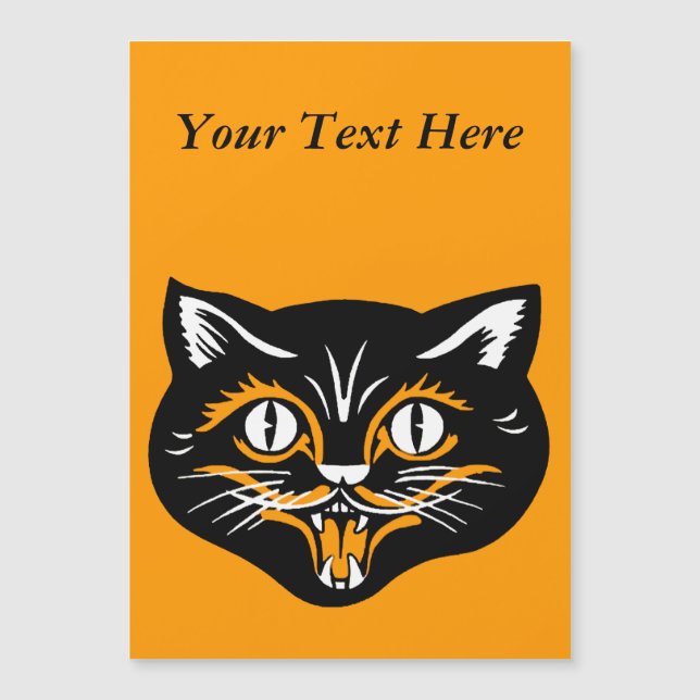 Vintage Fangzähne für Schwarze Katze im klassische Magnetkarte (Vorderseite)