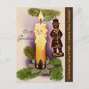 Vintage FANTASIE "BABY FACE CANDLE" ORNANATION Feiertagspostkarte