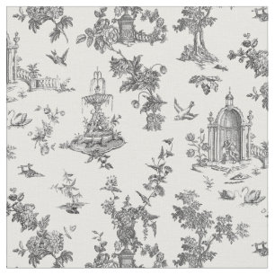 Vintage Fantastische Springbrunnen und Bäume Toile Stoff