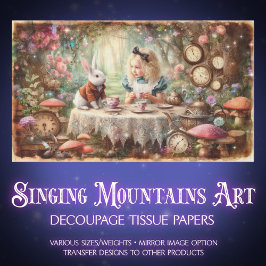 Vintage Fantasy Alice Tea Party Decoupage Seidenpapier