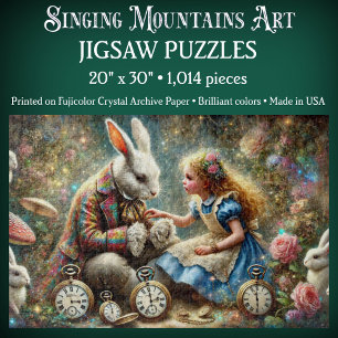 Vintage Fantasy Art Alice und weißes Kaninchen Puzzle