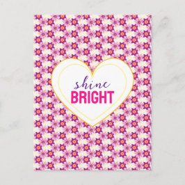 Vintage Fantasy Bright Pink Yellow Purple Floral. Postkarte