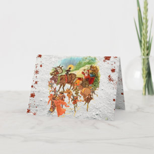 Vintage Fantasy Christmas Eve Ride Grußkarte Feiertagskarte