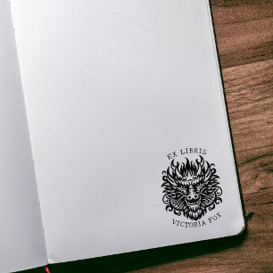 Vintage-Fantasy-Drache Ex Libris Bibliotheks-Exlib Gummistempel