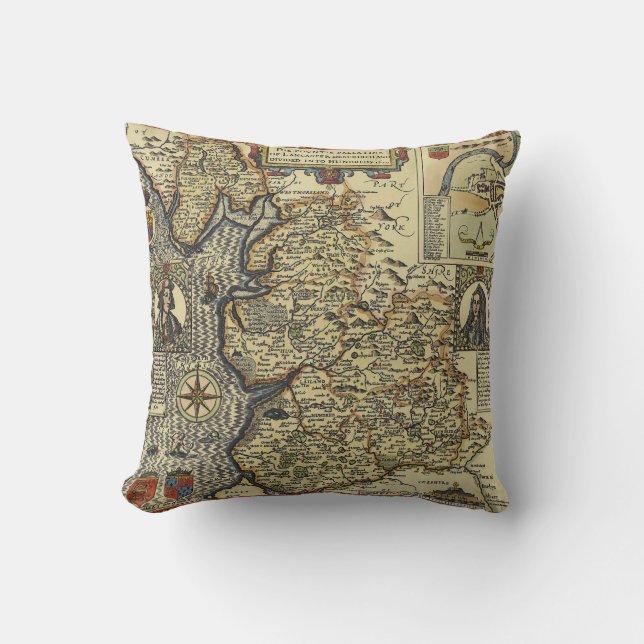Vintage Fantasy Map Explorer Pillow Kissen (Vorderseite)