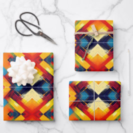 Vintage Farbbilder: Stilvolle geometrische Formen Geschenkpapier Set