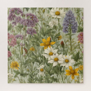 Vintage Farbblende Wildblumen Puzzle