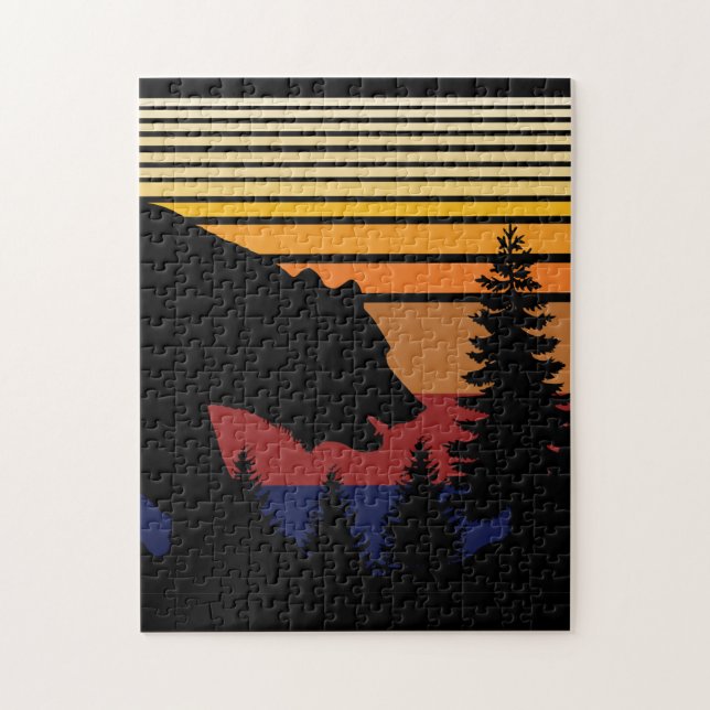 Vintage Farbe des Bärenwaldes Puzzle (Vertikal)