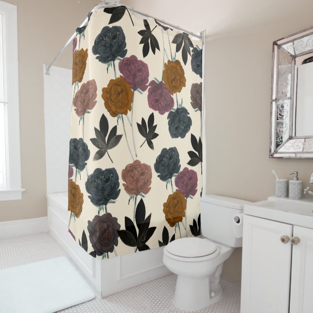 Vintage Farbe Fett Fall Floral Duschvorhang (Beispiel)