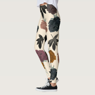 Vintage Farbe Fett Fall Floral Leggings