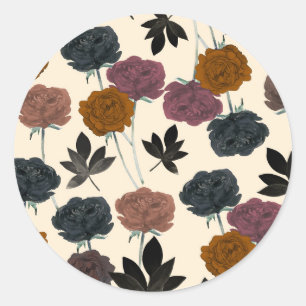 Vintage Farbe Fett Fall Floral Runder Aufkleber