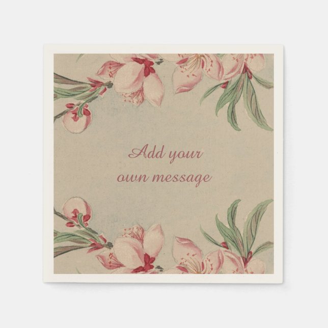 Vintage Farbe Rosa Blüte Serviette (Vorderseite)