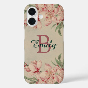 Vintage Farbe Rosa Blütenfarbe Personalisiert iPhone 16 Hülle