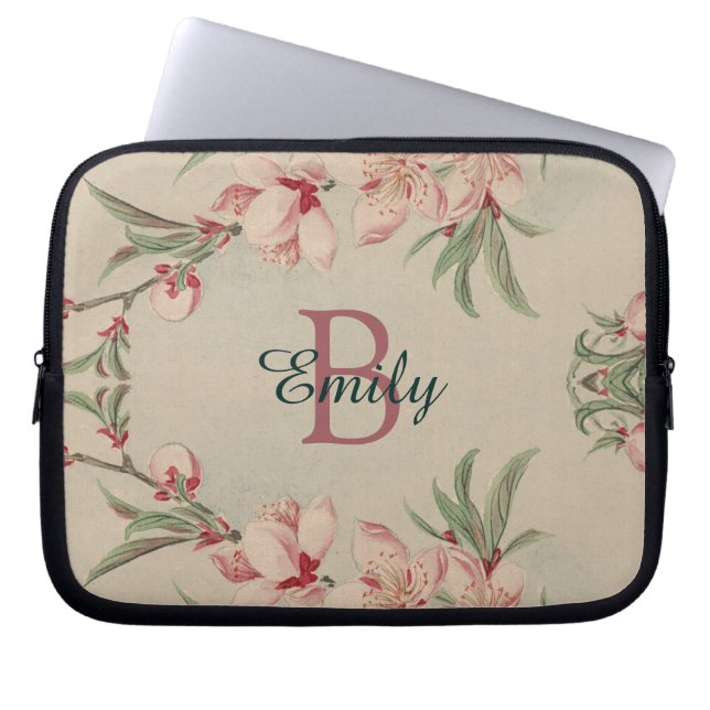 Vintage Farbe Rosa Blütenfarbe Personalisiert Laptopschutzhülle (Vorderseite)