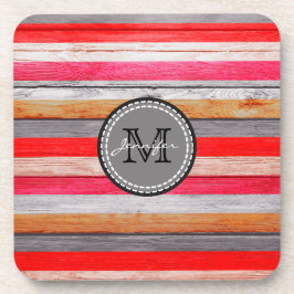 Vintage Farben - Holzschau Monogram #9 Untersetzer