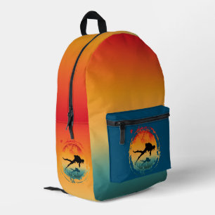 Vintage-farbene Sonnenuntergangs-Silhouette-Tauche Bedruckter Rucksack