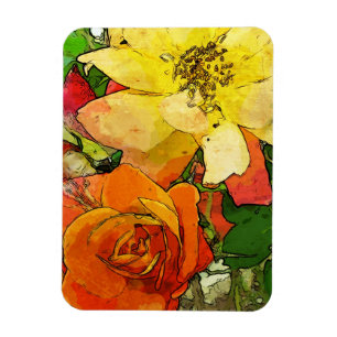 vintage farbenfrohe Blumengestaltung Hintergrund 2 Magnet