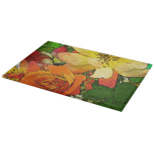 vintage farbenfrohe Blumengestaltung Hintergrund 2 Schneidebrett