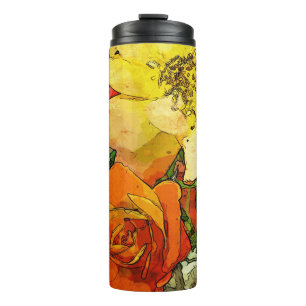 vintage farbenfrohe Blumengestaltung Hintergrund 2 Thermosbecher