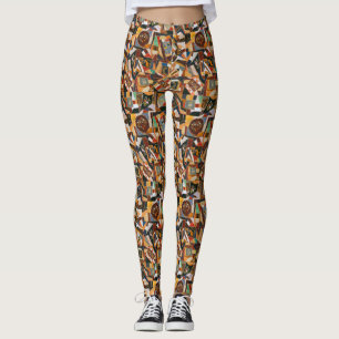 Vintage farbenfrohe Crazy Quilt Leggings