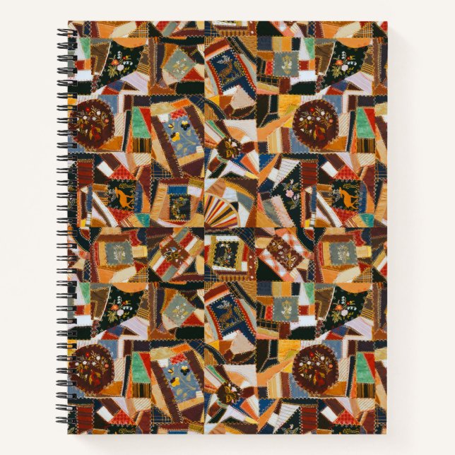Vintage farbenfrohe Crazy Quilt Notizbuch (Vorderseite)