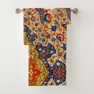 Vintage Farbenfrohe persische Blumenkunst Badhandtuch Set