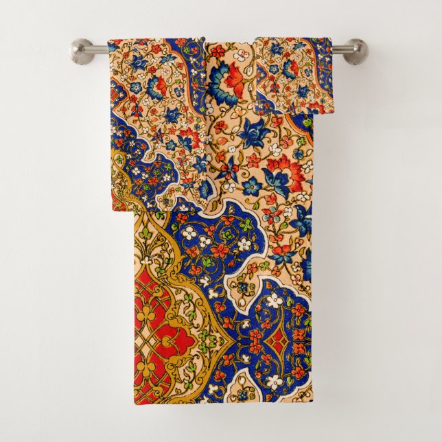 Vintage Farbenfrohe persische Blumenkunst Badhandtuch Set (Insitu)