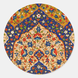 Vintage Farbenfrohe persische Blumenkunst Runder Aufkleber