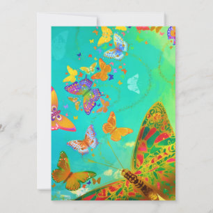 Vintage Farbenfrohe Schmetterling Gold Glitzer Aqu Feiertagskarte