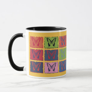 Vintage Farbenfrohe Schmetterlinge Kunst, Dichtung Tasse